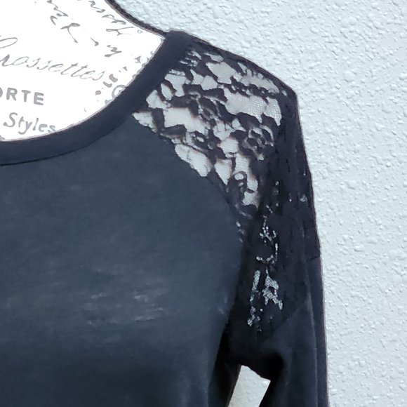 PINK Victoria's Secret Black Lace Long Sleeve Top - Picture 4 of 5